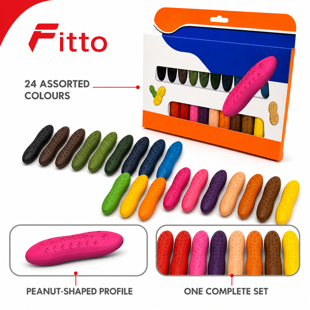 96 Pieces Peanut-Shaped Crayons (24 Colours – 1 Set for Drawing and Colouring)