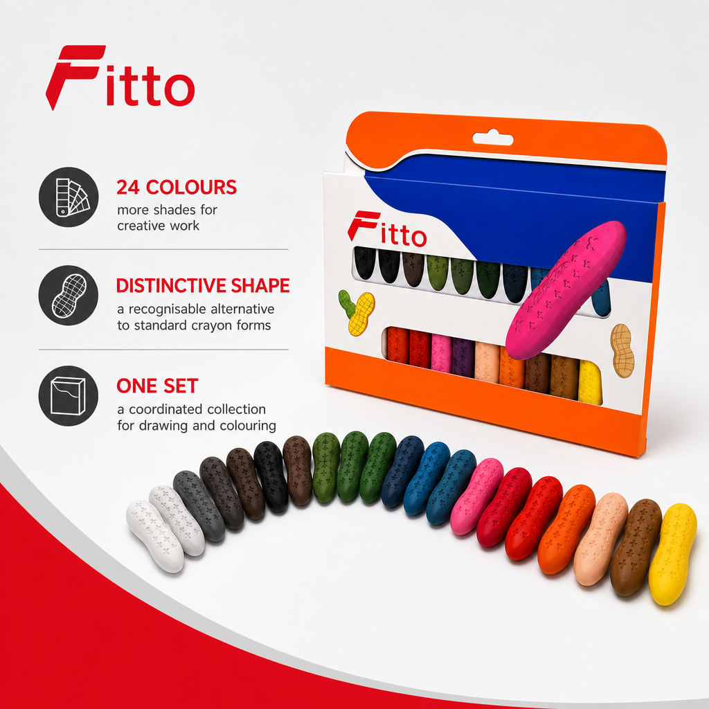 96 Pieces Peanut-Shaped Crayons (24 Colours – 1 Set for Drawing and Colouring)