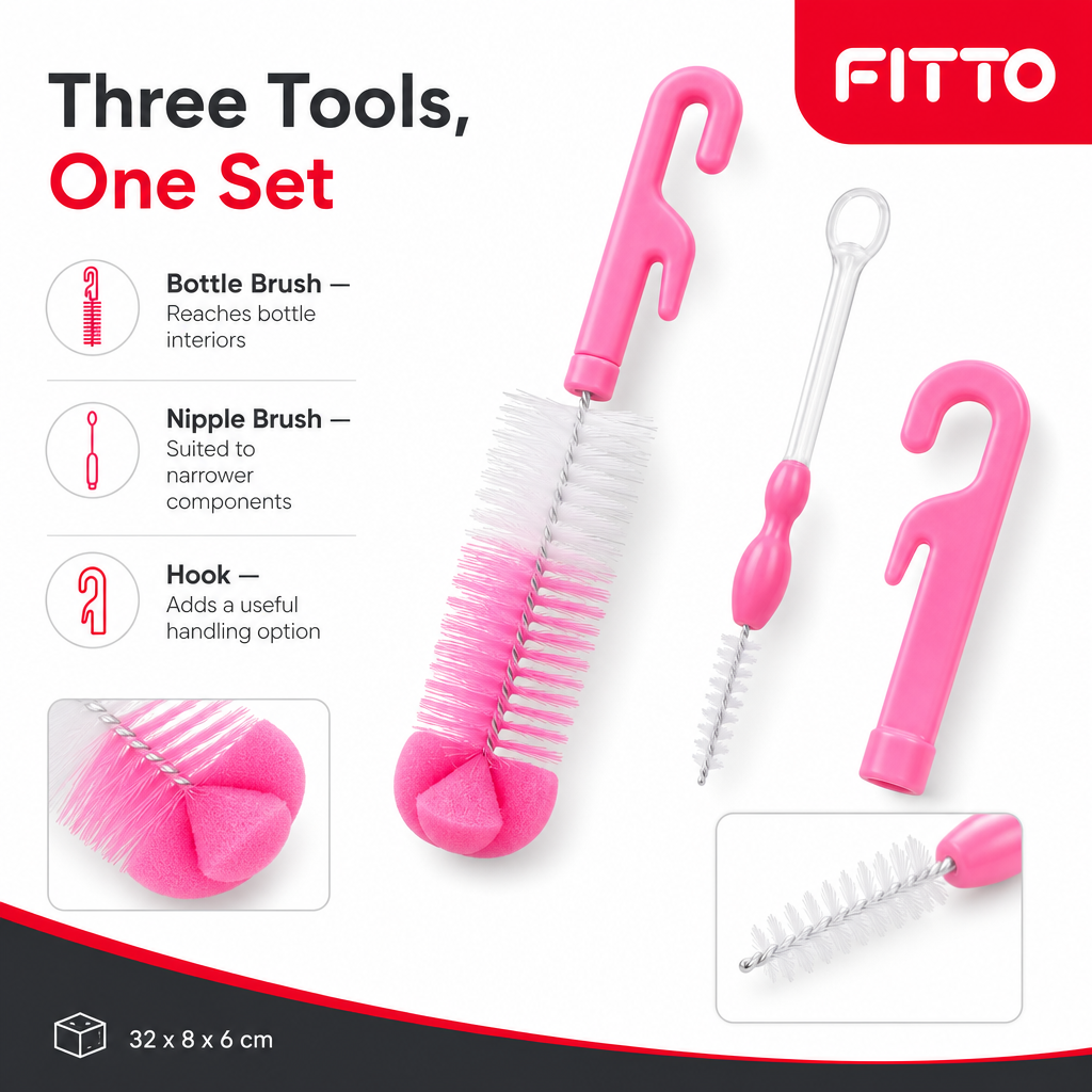 240 Pieces Bottle Cleaning Brush Sets with Nipple Brush and Hook (1 Set)