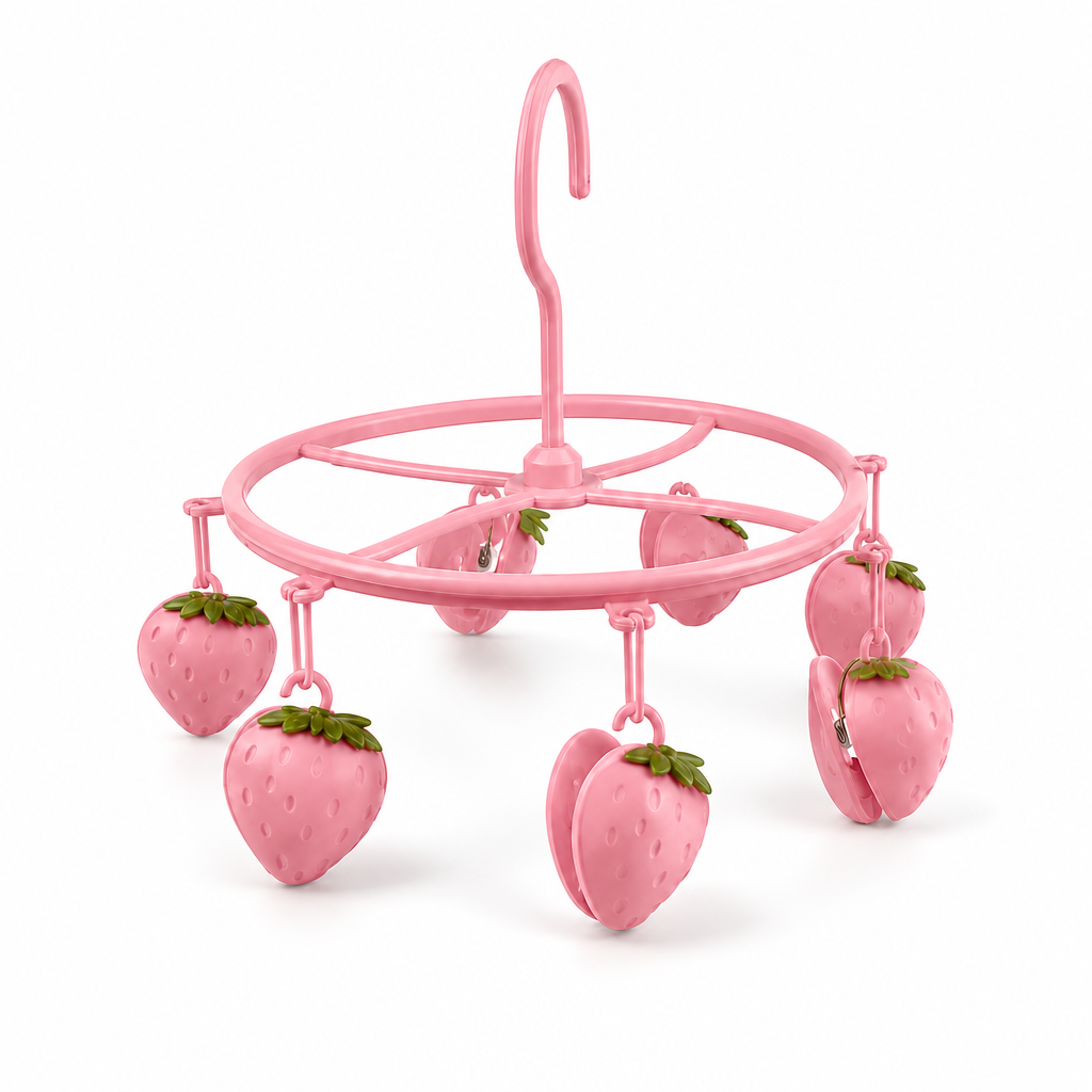96 Pieces Rotating Strawberry Sock-Drying Hangers with Multiple Clips (Pink34 x 16 x 8 cm)