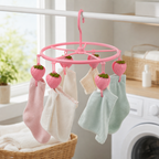 96 Pieces Rotating Strawberry Sock-Drying Hangers with Multiple Clips (Pink34 x 16 x 8 cm)