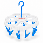 240 Pieces Round Clothes Drying Hangers with 12 Clips (30 cm – White and Blue)