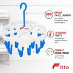 240 Pieces Round Clothes Drying Hangers with 12 Clips (30 cm – White and Blue)
