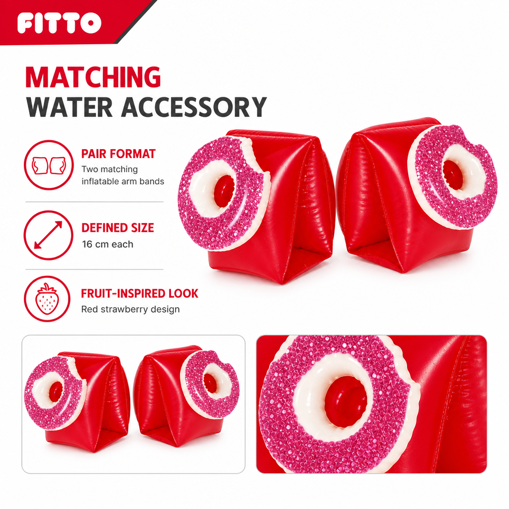 96 Pieces Strawberry Inflatable Swim Arm Bands (16 cm – Red – 1 Pair)
