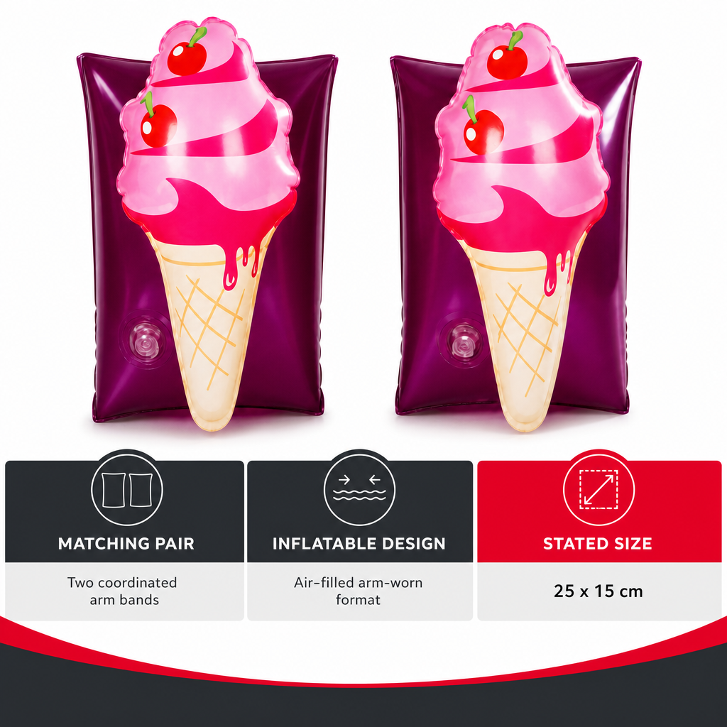 96 Pieces Ice Cream Inflatable Swim Arm Bands (25 x 15 cm – 1 Pair)