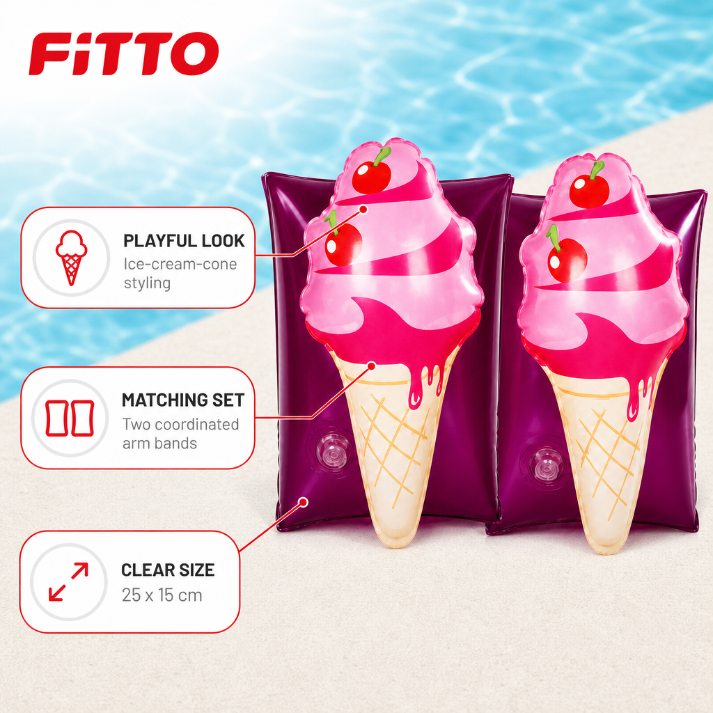 96 Pieces Ice Cream Inflatable Swim Arm Bands (25 x 15 cm – 1 Pair)