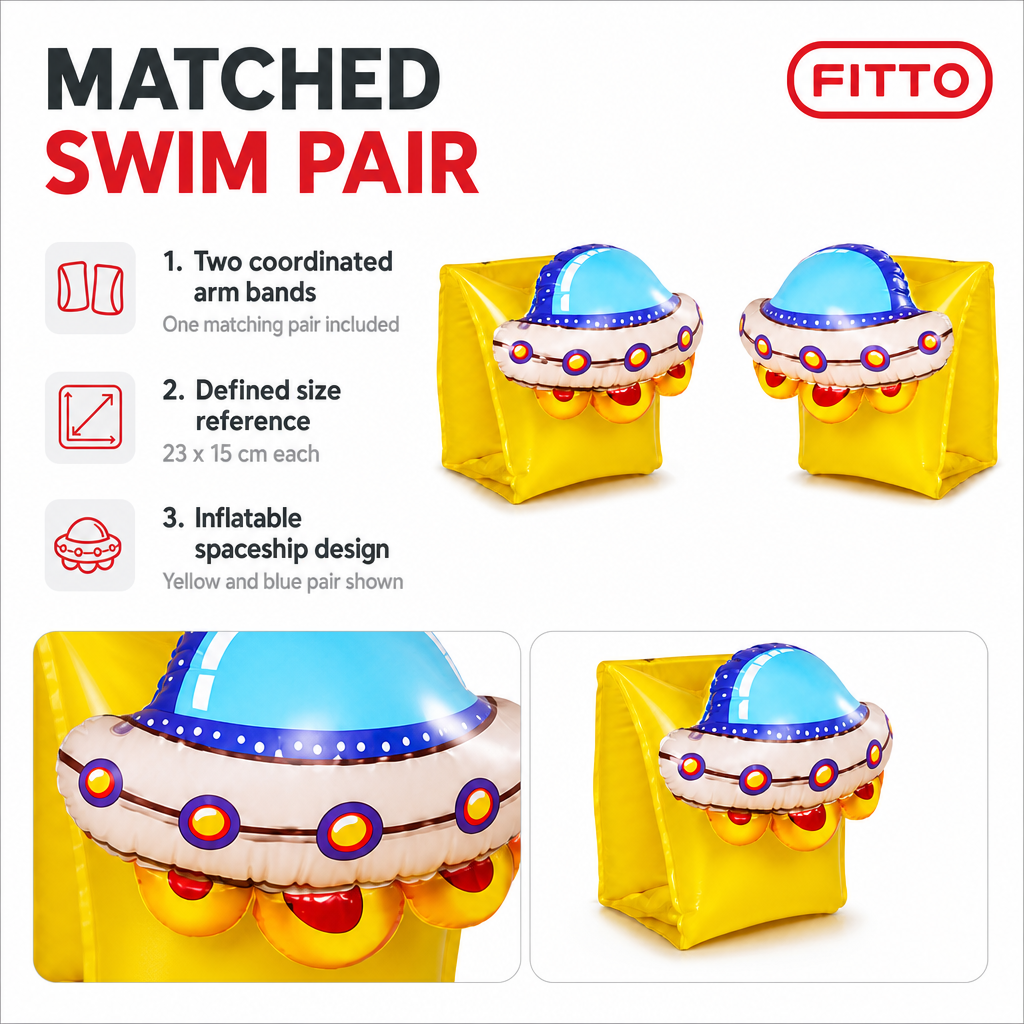 96 Pieces Inflatable Swim Arm Bands (Spaceship Design – 23 x 15 cm – 1 Pair)