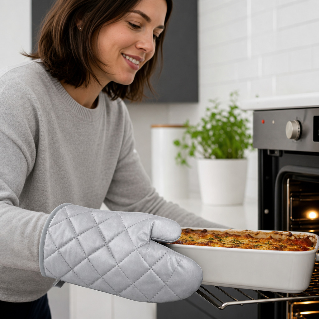 144 Pieces Silver Quilted Oven Gloves (34 cm – Kitchen Mitt for Baking and Cookware Handling)