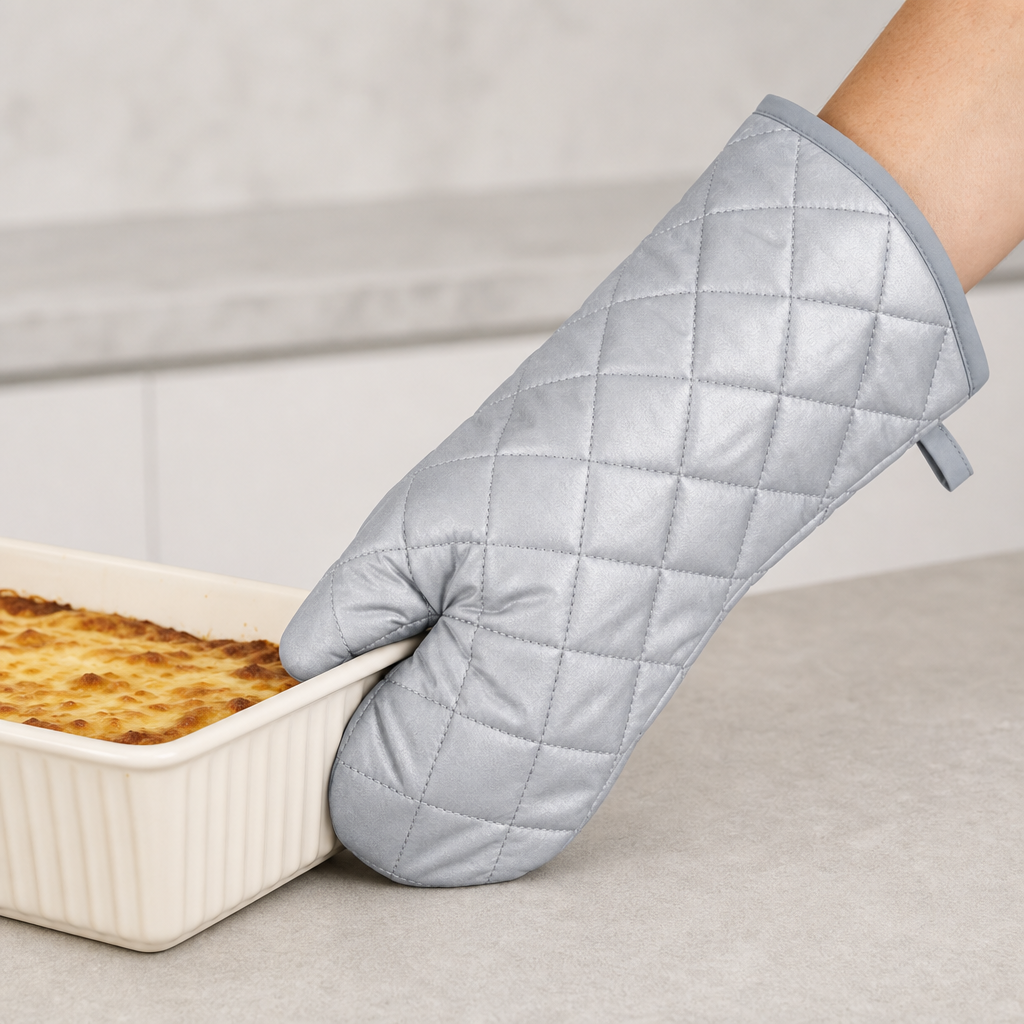 144 Pieces Silver Quilted Oven Gloves (34 cm – Kitchen Mitt for Baking and Cookware Handling)