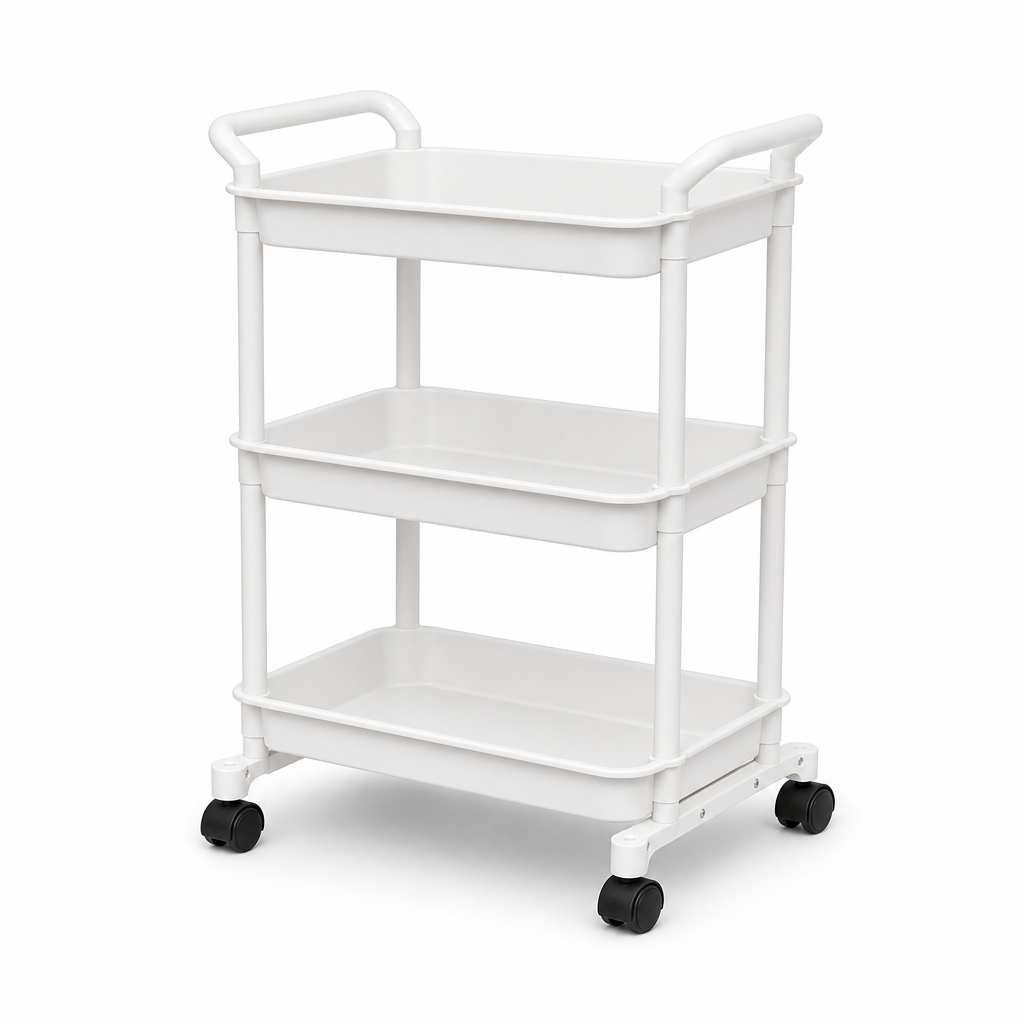 72 Pieces 3-Tier Rolling Storage Carts (White Utility Organizer with Casters45 x 30 x 75 cm)