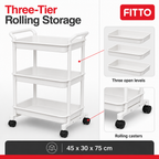 72 Pieces 3-Tier Rolling Storage Carts (White Utility Organizer with Casters45 x 30 x 75 cm)