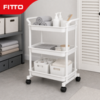 72 Pieces 3-Tier Rolling Storage Carts (White Utility Organizer with Casters45 x 30 x 75 cm)