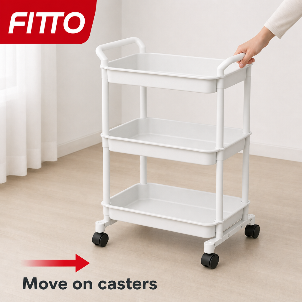 72 Pieces 3-Tier Rolling Storage Carts (White Utility Organizer with Casters45 x 30 x 75 cm)