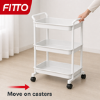 72 Pieces 3-Tier Rolling Storage Carts (White Utility Organizer with Casters45 x 30 x 75 cm)