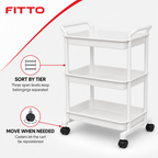 72 Pieces 3-Tier Rolling Storage Carts (White Utility Organizer with Casters45 x 30 x 75 cm)