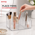 96 Pieces Clear Makeup Organizer Storage Boxes with Compartments (Rectangular Vanity Holder – 28 x 18 x 12 cm)