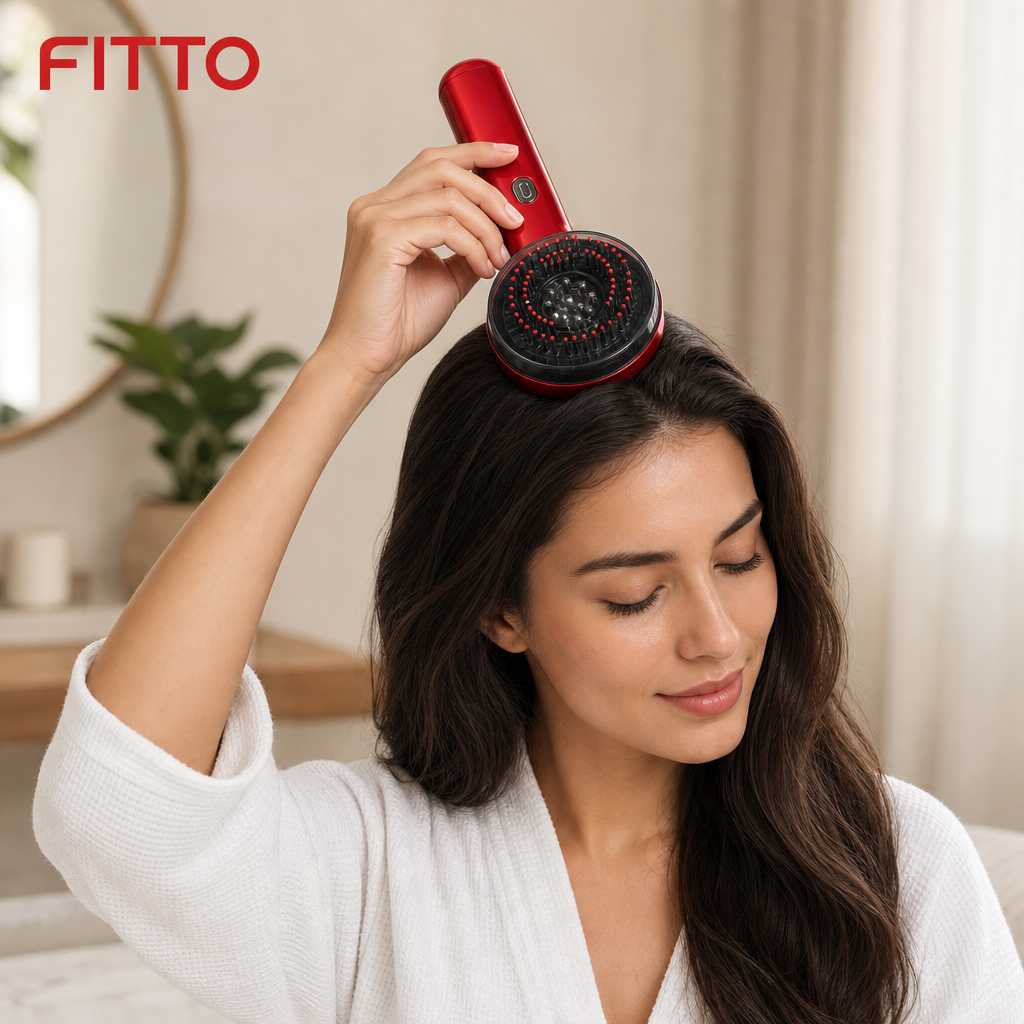 60 Pieces Red Rechargeable Scalp Massage Combs with USB Cable (1 Set)