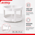96 Pieces White 2-Tier Rotating Spice Organizers (Round Kitchen Counter Rack – 28 x 28 x 31 cm)