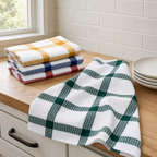 96 Pieces Assorted Kitchen Tea Towels (4-Piece Set – 36 x 64 cm – Checkered Cotton Dish Towels)