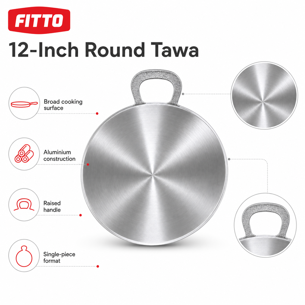 60 Pieces Aluminium Tawas (12 Inch – Round Cooking Pan)
