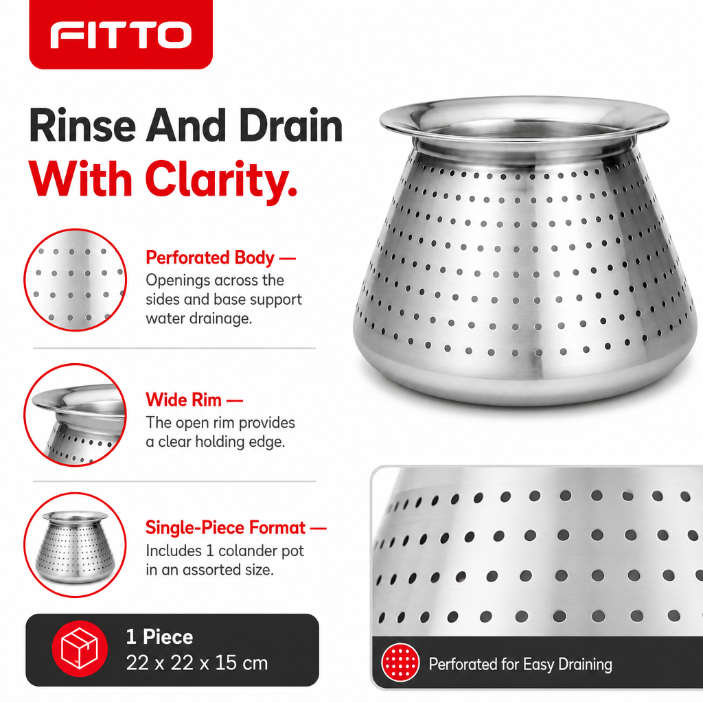 48 Pieces Stainless Steel Rice Washing Colander Pots (Perforated Rinsing Strainer – Assorted Size)