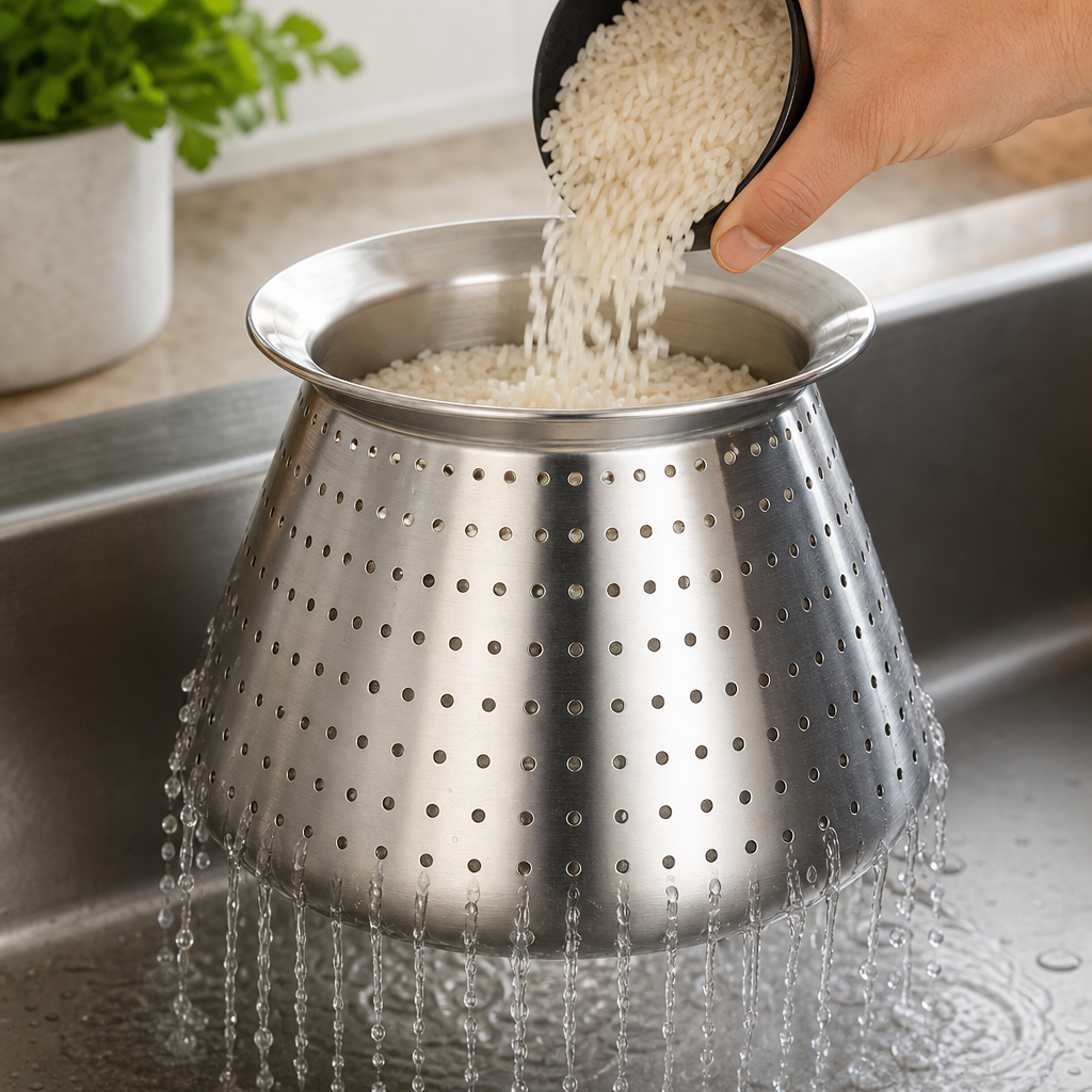 48 Pieces Stainless Steel Rice Washing Colander Pots (Perforated Rinsing Strainer – Assorted Size)