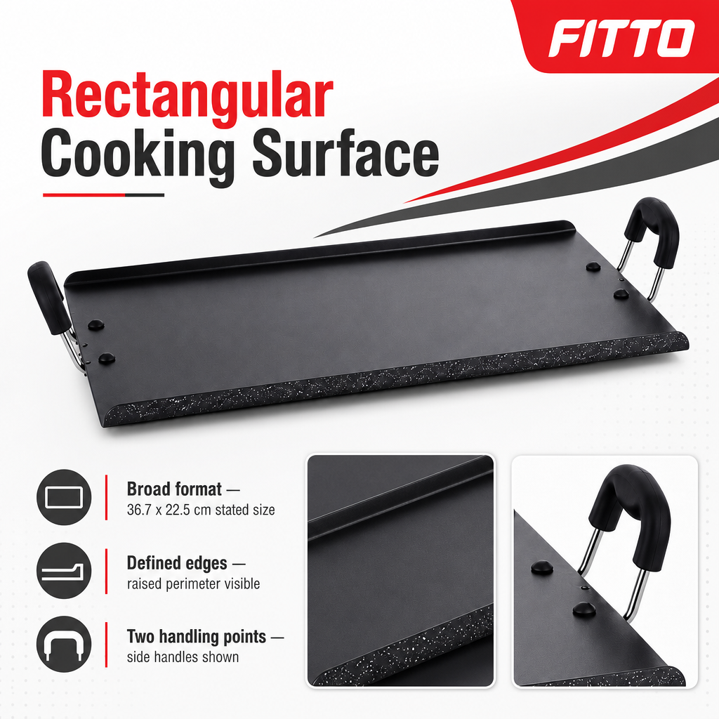 48 Pieces Black Non-Stick Rectangular Tawas (36.7 x 22.5 cm)