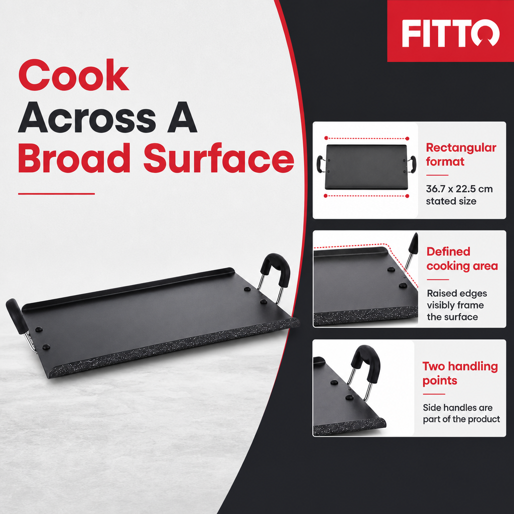 48 Pieces Black Non-Stick Rectangular Tawas (36.7 x 22.5 cm)