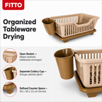 96 Pieces Dish-Drying Baskets with Cutlery Holder (Beige Plastic – 45 x 30 x 15 cm)