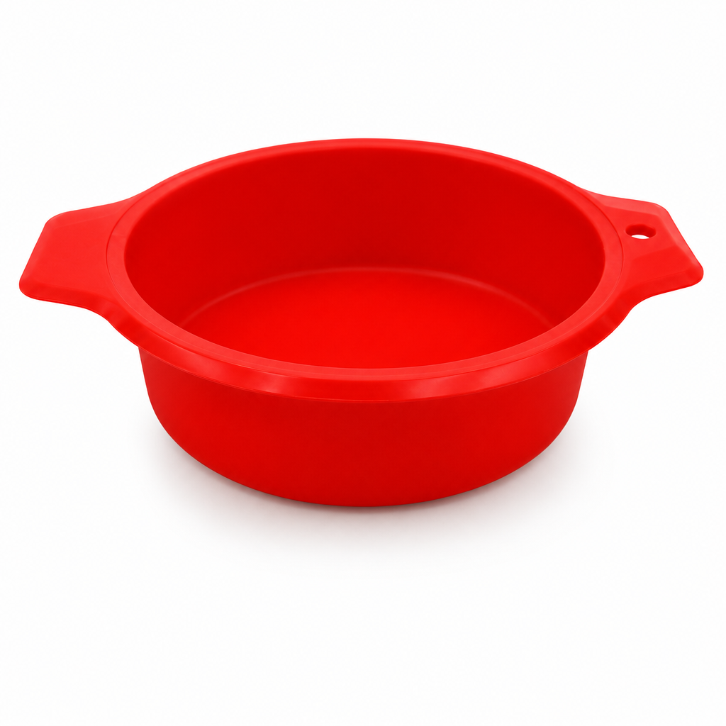 96 Pieces Red Round Silicone Baking Moulds (24 x 24 x 7 cm)