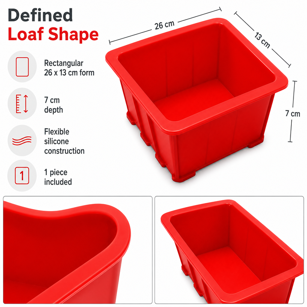 96 Pieces Red Rectangular Silicone Loaf Pans (26 x 13 x 7 cm)