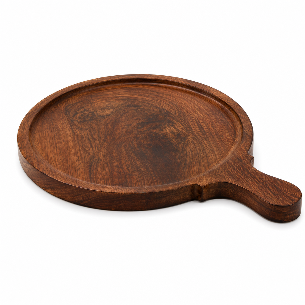 48 Pieces Round Wooden Serving Boards with Handle (Assorted Size40 x 30 x 2 cm)