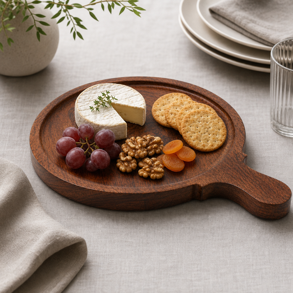 48 Pieces Round Wooden Serving Boards with Handle (Assorted Size40 x 30 x 2 cm)