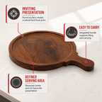 48 Pieces Round Wooden Serving Boards with Handle (Assorted Size40 x 30 x 2 cm)