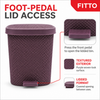 72 Pieces Purple Pedal Waste Bins (Assorted Size – Lidded Floor Bin)