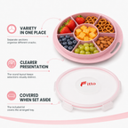 96 Pieces Pink Round Divided Snack Serving Trays with Lid