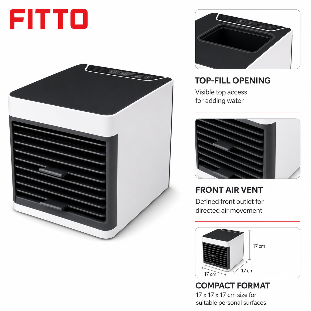 96 Pieces Mini Evaporative Air Coolers (Portable Square Design – White and Black)