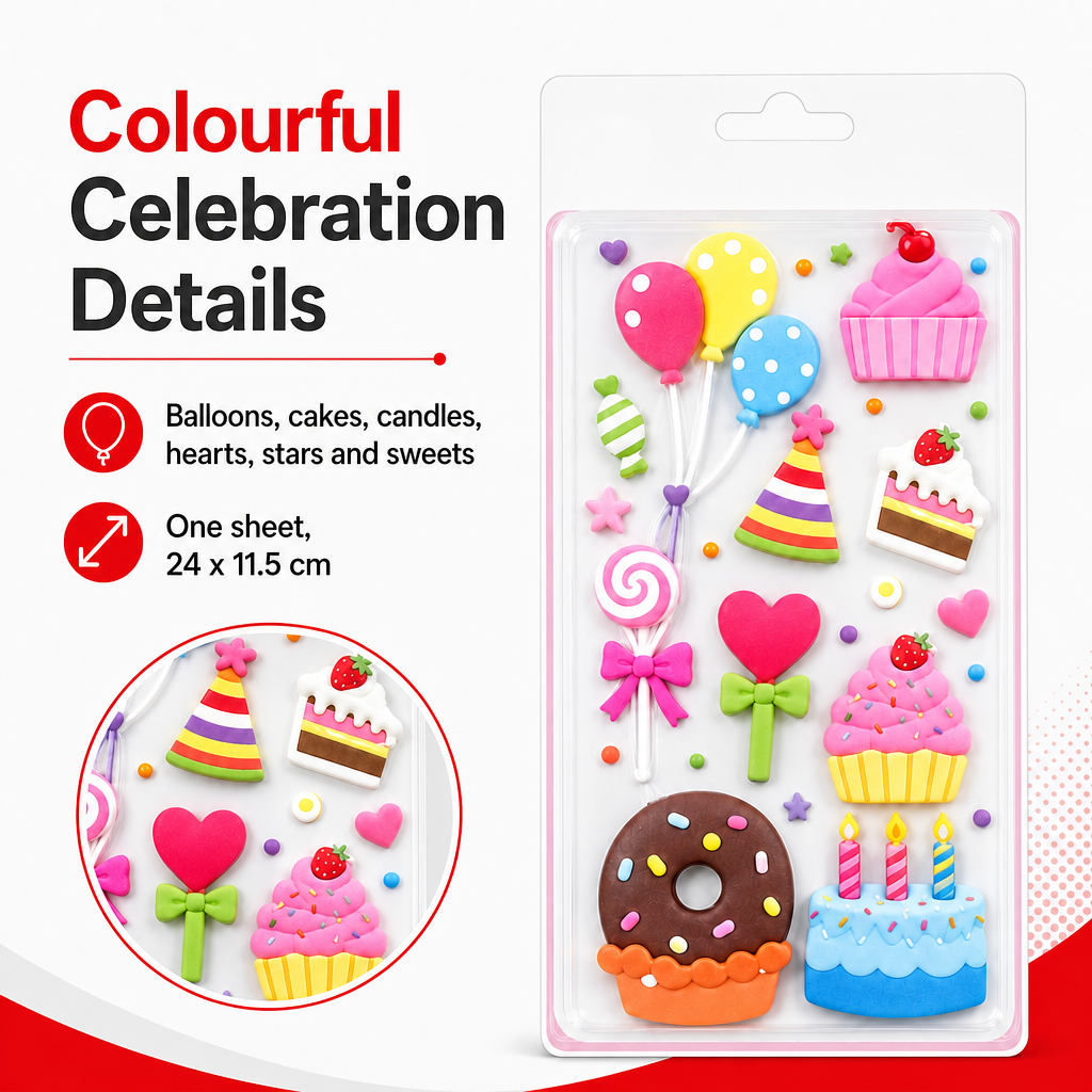 144 Pieces Birthday Craft Decorative Stickers (Multicolour – 1 Sheet – 24 x 11.5 cm)