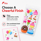 144 Pieces Birthday Craft Decorative Stickers (Multicolour – 1 Sheet – 24 x 11.5 cm)