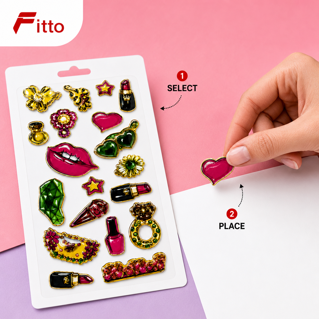 240 Pieces Fashion Jewelry 3D Puffy Stickers (Multicolor Decorative Sheet – 20 x 8 cm)