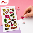 240 Pieces Fashion Jewelry 3D Puffy Stickers (Multicolor Decorative Sheet – 20 x 8 cm)