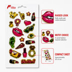 240 Pieces Fashion Jewelry 3D Puffy Stickers (Multicolor Decorative Sheet – 20 x 8 cm)