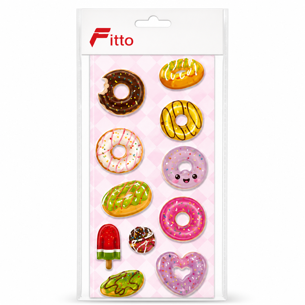 240 Pieces Bakery 3D Puffy Stickers (Assorted Decorative Designs – 1 Sheet)