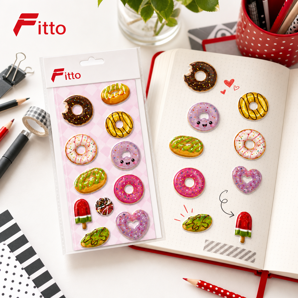 240 Pieces Bakery 3D Puffy Stickers (Assorted Decorative Designs – 1 Sheet)