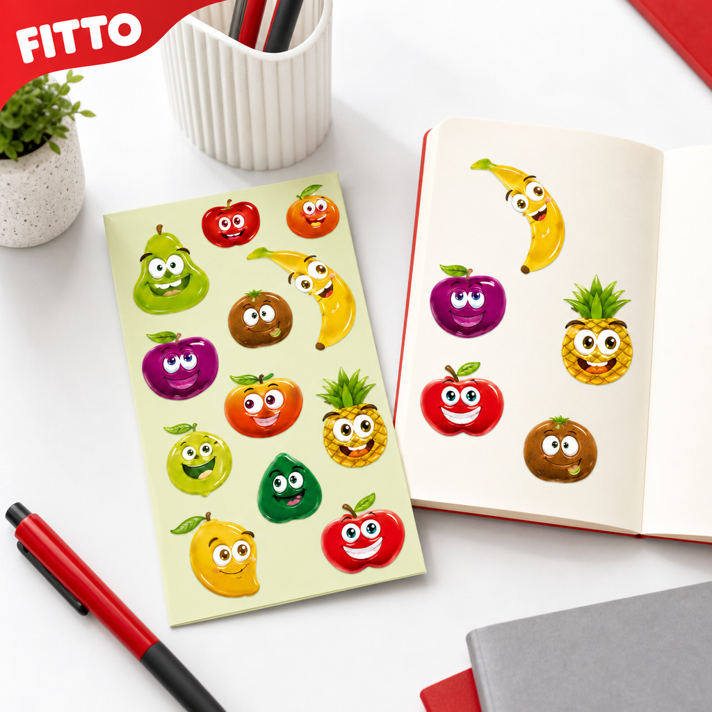240 Pieces 3D Puffy Fruit Stickers (12 Pieces – Raised Decorative Decals for Crafts – Journals and Stationery)