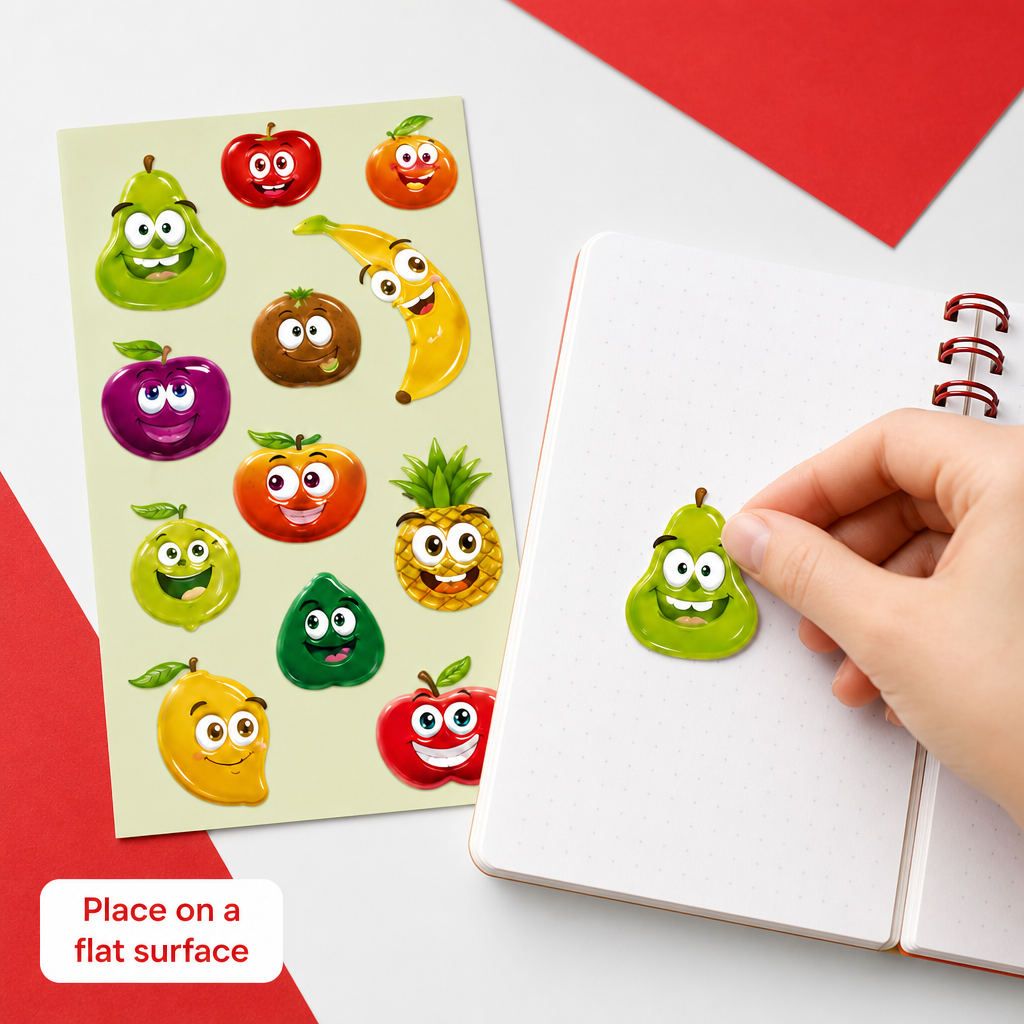 240 Pieces 3D Puffy Fruit Stickers (12 Pieces – Raised Decorative Decals for Crafts – Journals and Stationery)