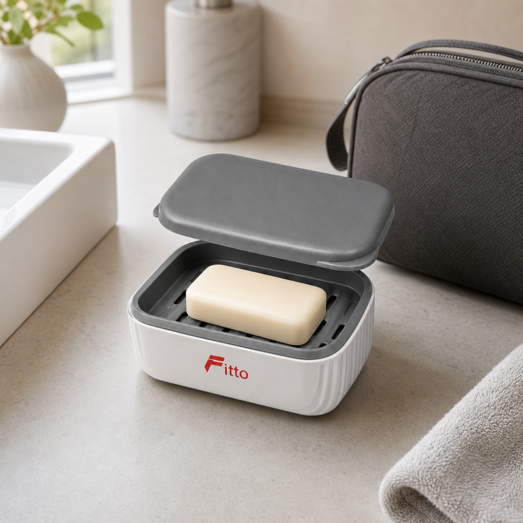 96 Pieces Grey Travel Soap Boxes with Drain Tray (11.5 x 8 x 4.8 cm)