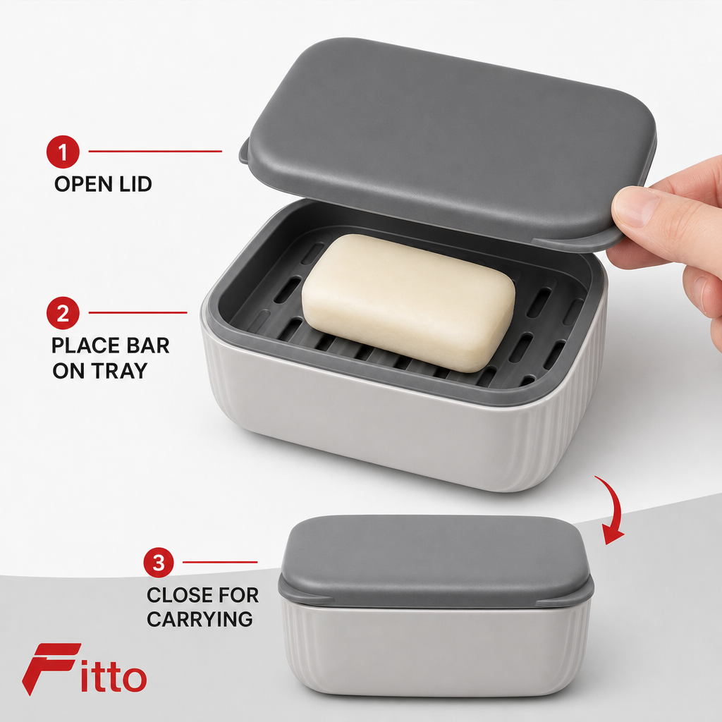 96 Pieces Grey Travel Soap Boxes with Drain Tray (11.5 x 8 x 4.8 cm)