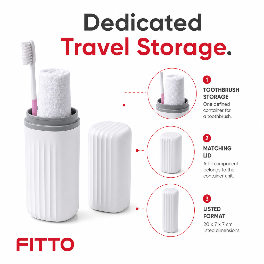96 Pieces White Cylindrical Travel Toothbrush Containers (20 x 7 x 7 cm)