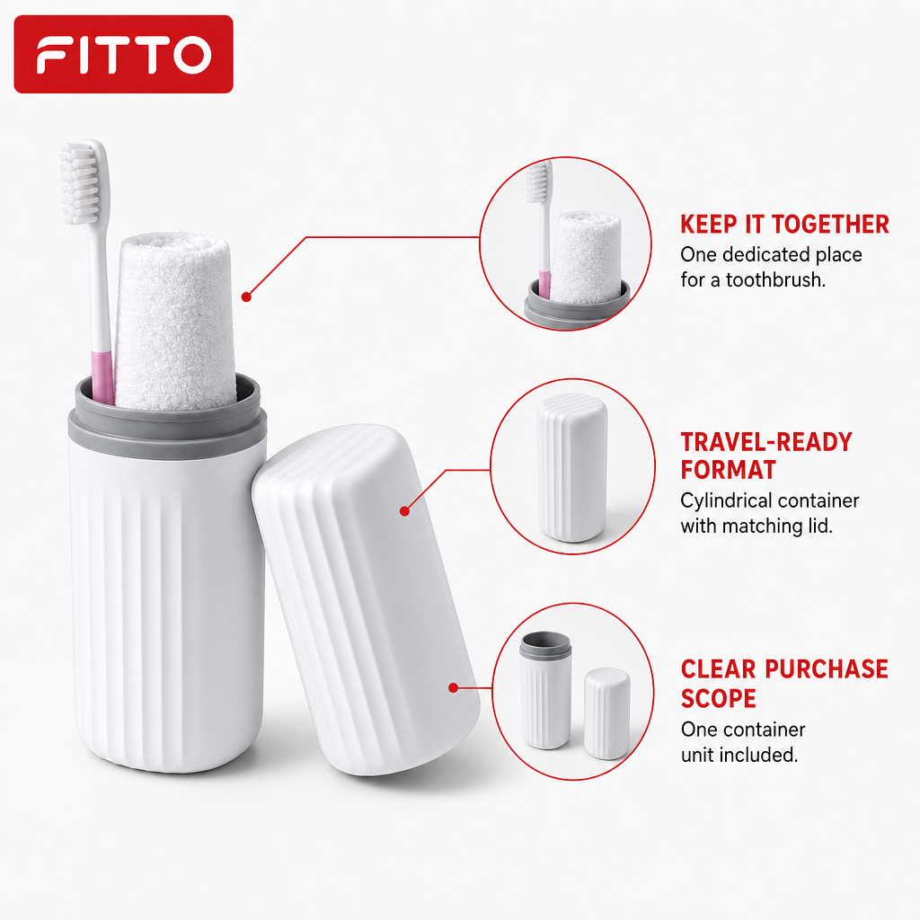 96 Pieces White Cylindrical Travel Toothbrush Containers (20 x 7 x 7 cm)